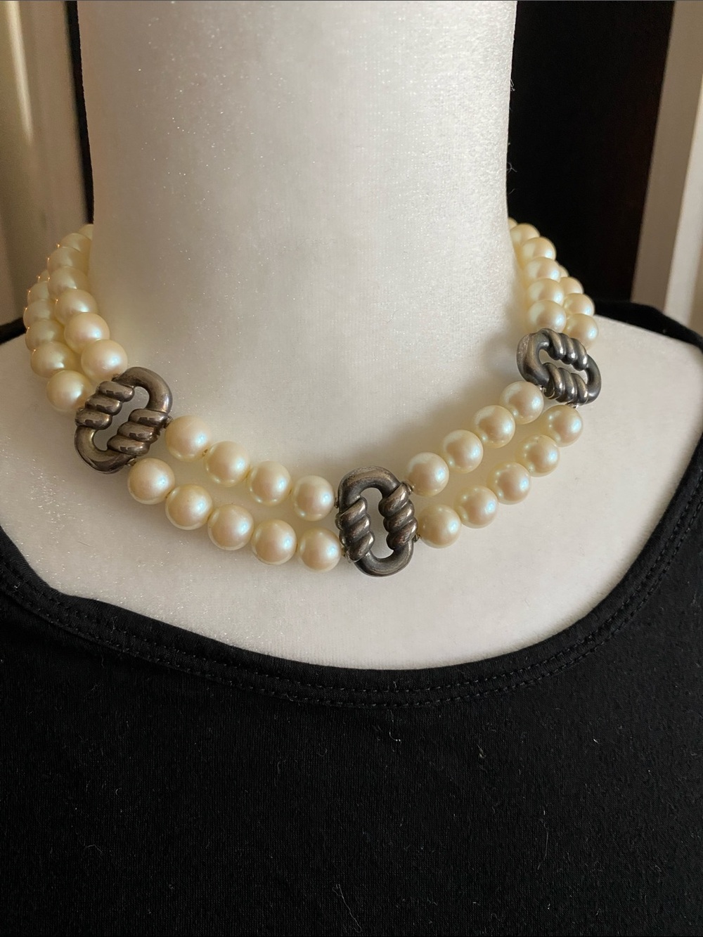 Vintage FauxPearl Double-Strand Collar Necklace
